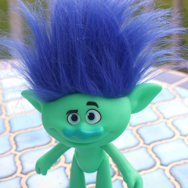 Troll Doll, HASBRO, Green with Blue Hair Doll, 6"  Does  Not Include Clothing or Shoes