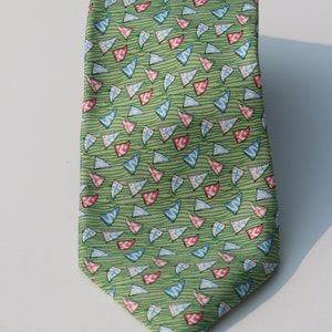 Vintage Vineyard Vines, Martha&#39;s Vineyard, Green, Multi Color Sails, Hand Picked by Shep & Ian, 100% Silk, Necktie, Mens Tie