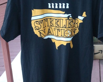 Pittsburgh Steelers Nation/ 6 Super Bowl/ Black T-Shirt/ Size XL/ Fruit of Loom/ Heavy Cotton/Graphic Tee