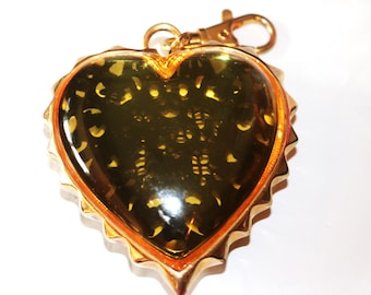 Vintage, Betsey Johnson, HUGE Black Lace Lucite Heart, Love Pendant, Charm,  Show Stopper, Heavy