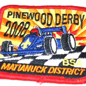 Vintage, Pinewood Derby, 2008, Matianuck District, Boy Scouts of America, Cub Scout Event, Patch, Embroidered