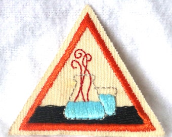 Vintage Retired, Brownie, Girl Scouts, Science Wonders, Try-It Badge, Patch, Embroidered, Orange Trim