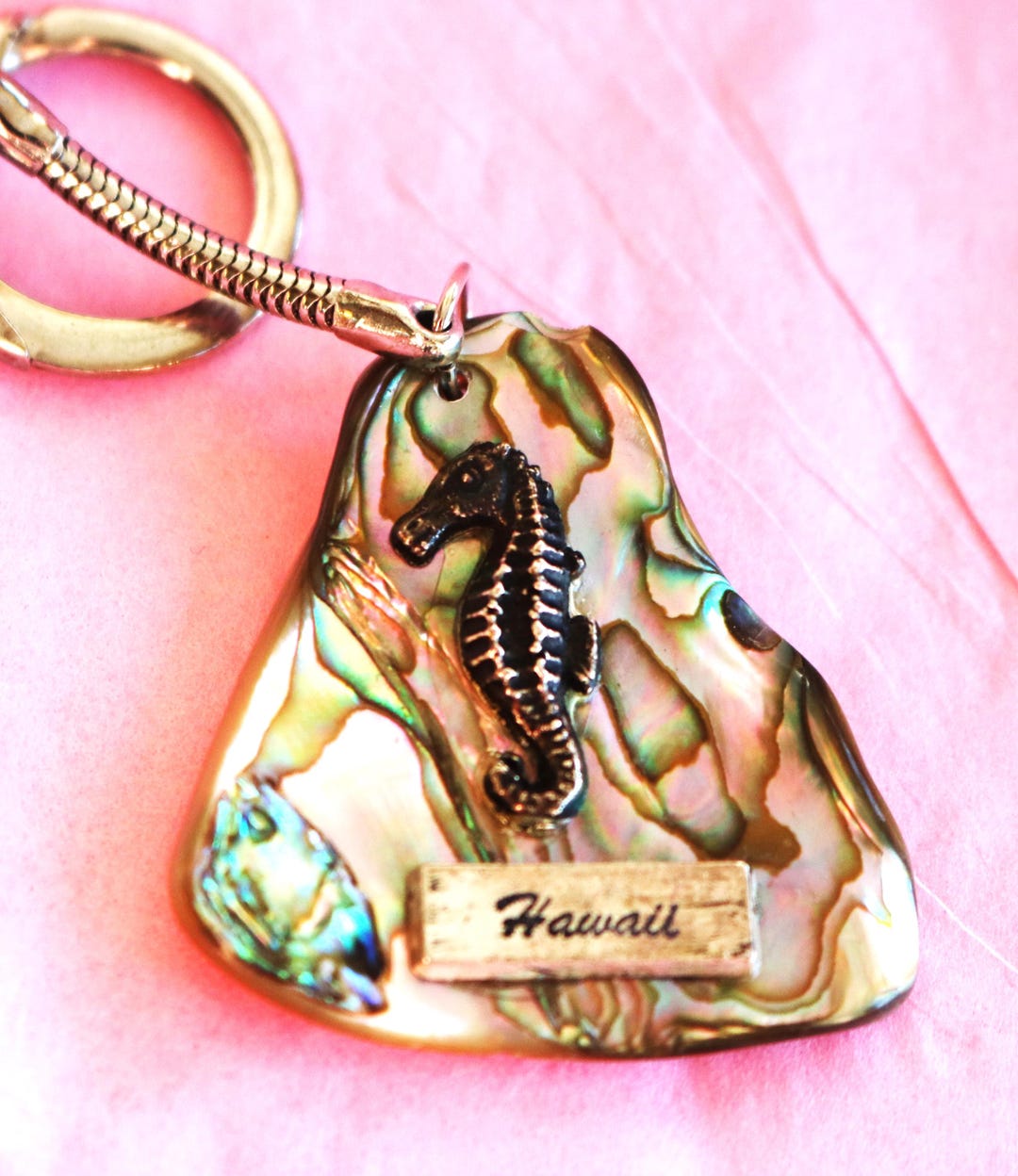 Vintage, Hawaii Souvenir, Keychain, Key Ring, Abalone Shell Keychain ...