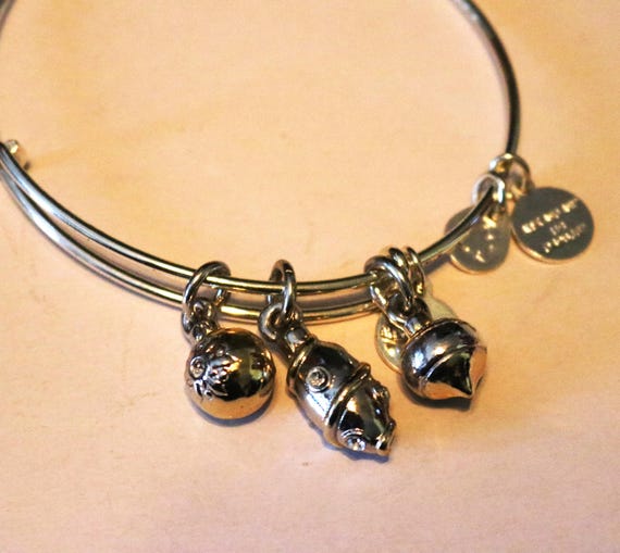 Alex and Ani, Trio Ornament Charm, Bangle Bracelet,, Rhinestone