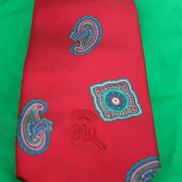 Countess Mara New York, Mens Necktie, Dark Red, paisley, geometric design Logo on front,  Tie