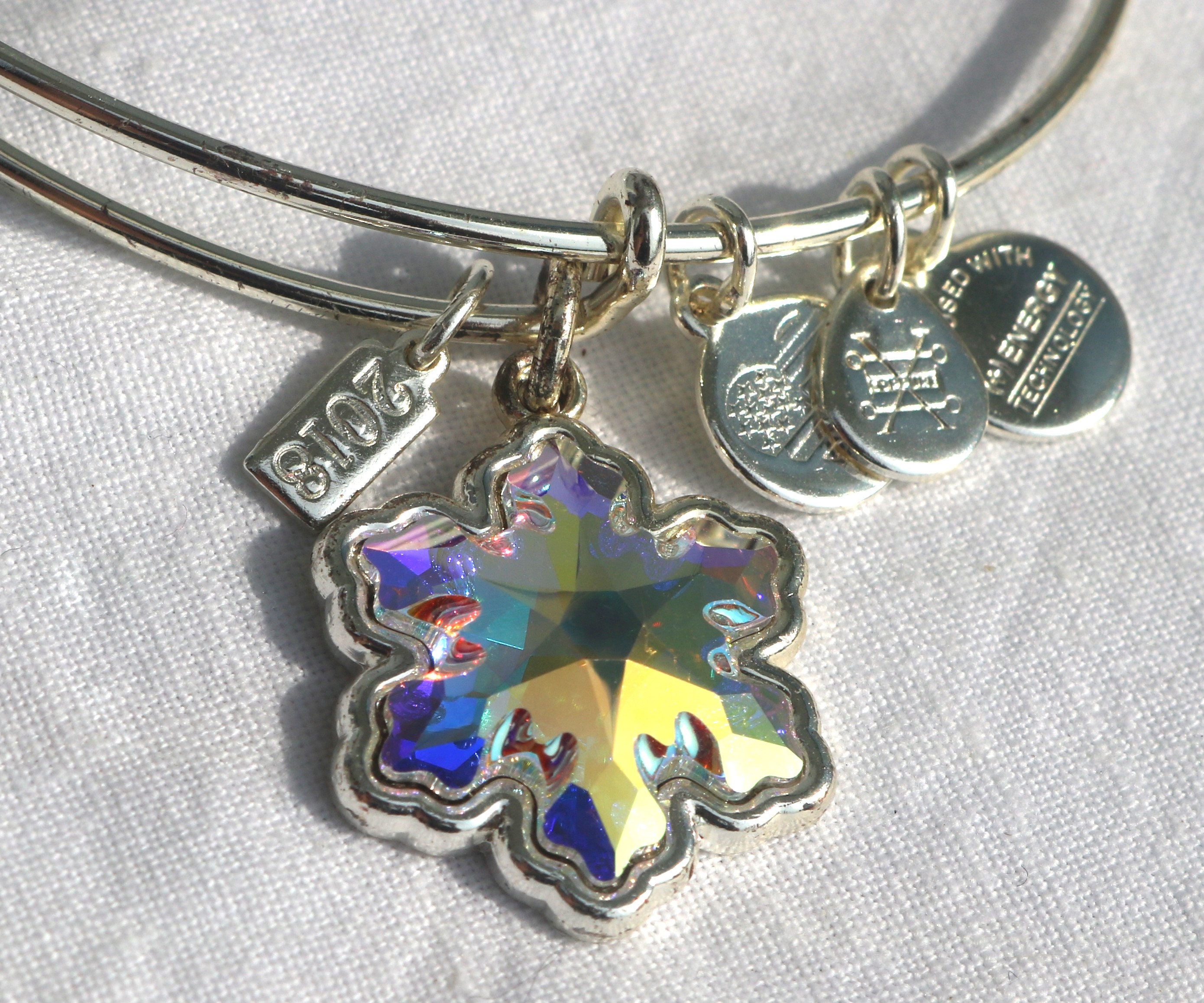 Alex and Ani, Charm Bangle Bracelet, Snowflake, Silver Tone