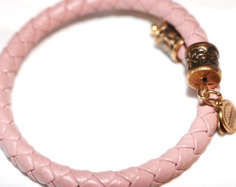 Alex and Ani, Pink Leather Braided Wrap Bracelet, Bangle, Vintage