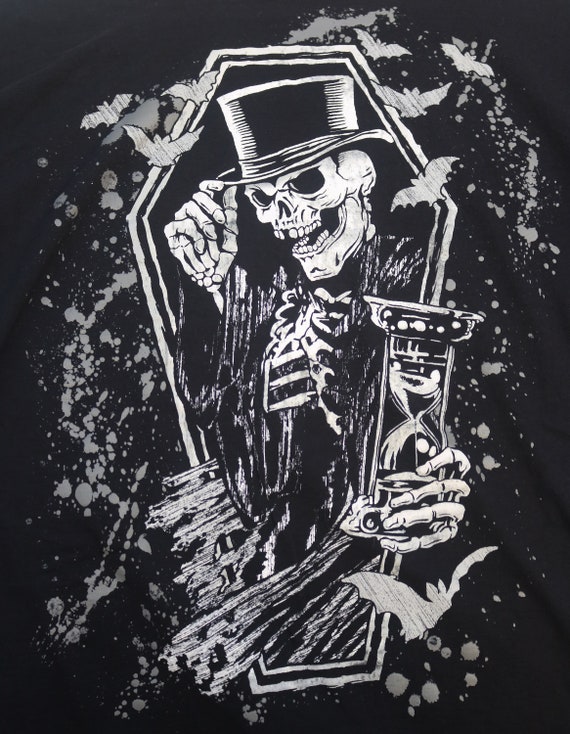 Fruit of the Loom, Size 2XL, Skeleton With Hour Glass, Black