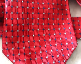 Brooks Basics, Brooks Brothers, Pure Silk, Geometric, Dark Red, Blue and White Circles