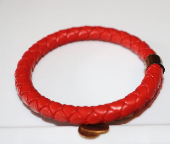 Alex and Ani, Wrap Bracelet, Sixty-Six, Red Braided Leather Bracelet