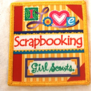 Girl Scouts, I Love Scrapbooking, Patch, Badge, Embroidered