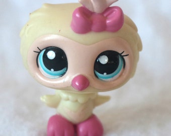 Littlest Pet Shop, LPS, Owl, Yellow Color, Pink Bow and Toes, Hasbro, Figure Only, # 1728