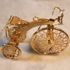 The Danbury Mint/ Christmas Ornament/ 2006 Old Fashioned Tricycle/ Gold Plate/ Ornament Only