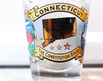 Vintage, Collectible, Shot Glass, Connecticut, State Map