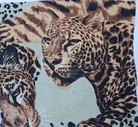 Vintage Big Cats Scarf: Italian Polyester Leopard Print (30" Square)