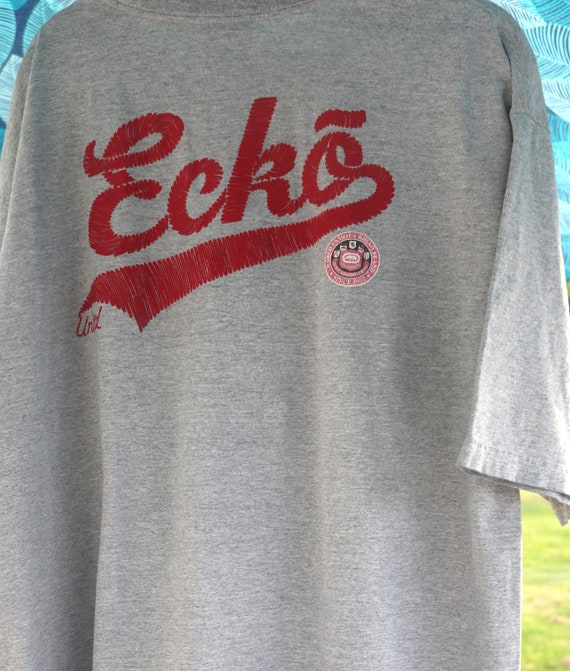 Vintage Y2K Ecko UNLTD Tee: Gray Cotton Shirt, Red Logo
