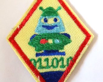 Girl Scout, Cadette Programming Robots, Badge, Embroidered, Red border