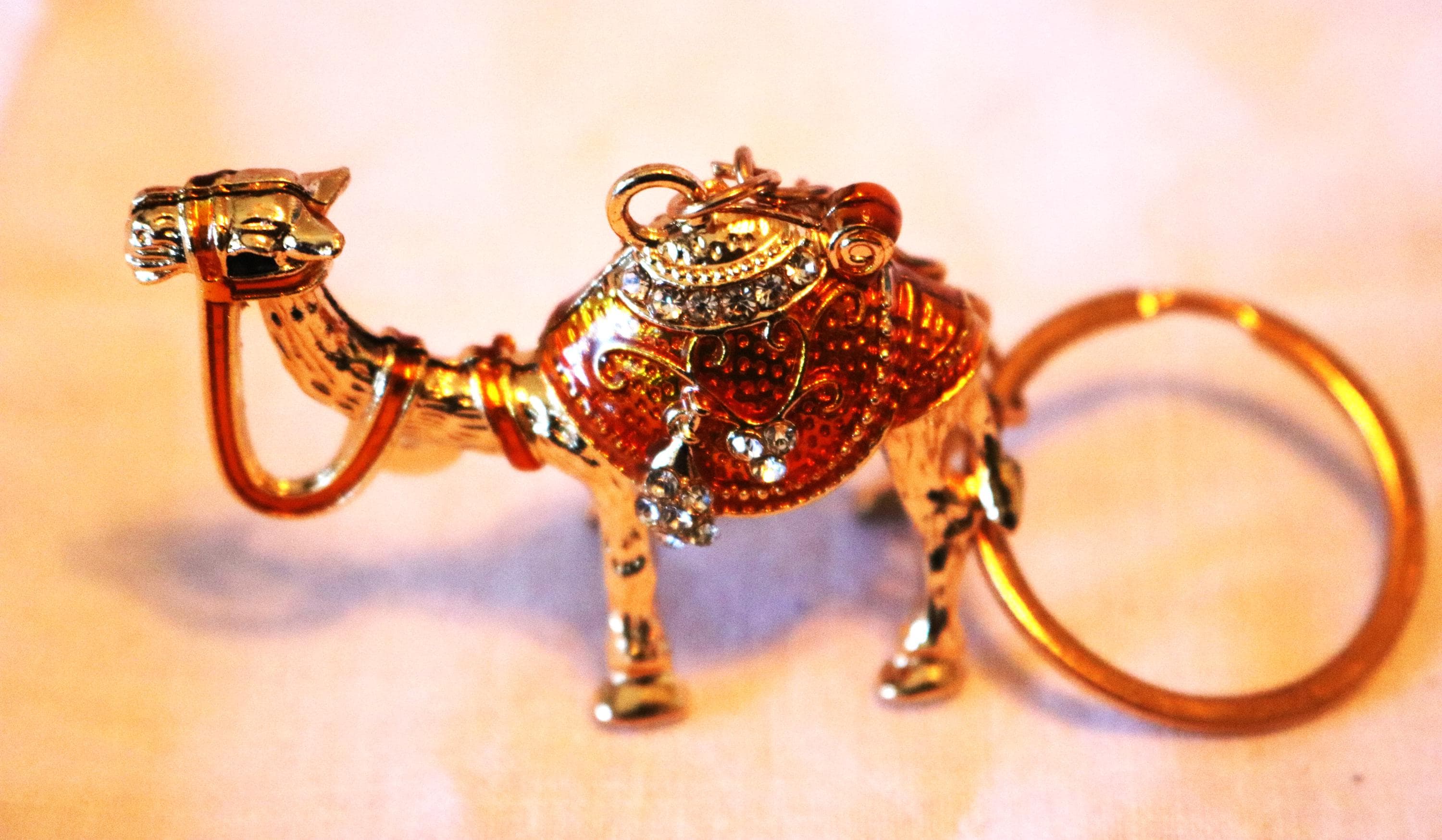 Camel, Enamel Goldtone, Rhinestone, Metal, Keychain, Key Ring, - Etsy