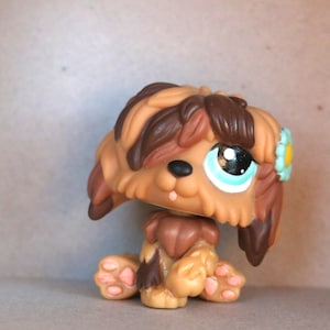 Littlest Pet Shop, LPS, #1077 Sheepdog Brown, Blue Dot Eyes
