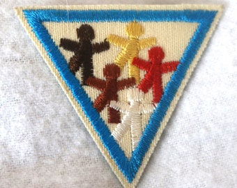 Vintage, Retired, Brownie, Girl Scout, Try-It Badge, People of the World, Blue Border, Embroidered