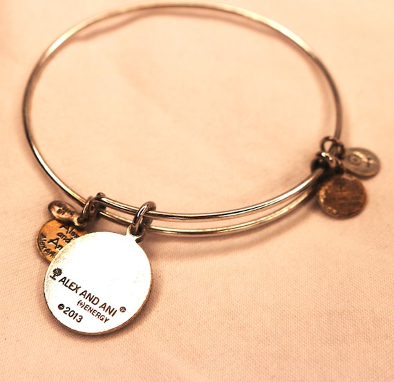 Alex and Ani, Live In the Moment Charm, Bangle Bracelet, Silver Tone, Adjustable