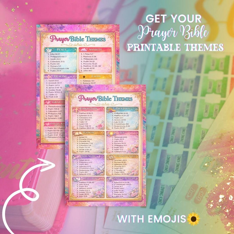 Prayer Bible Themes Scripture Printable Pack Set 1 - Etsy