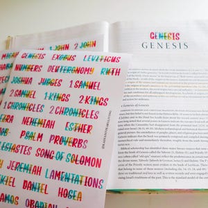 Books of the Bible Header Clear Vinyl Sticker Labels| Colorful Bible Personalized