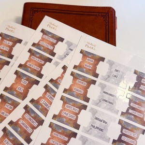 Bible Tabs Laminated Men&#39;s Bible Tabs Earth Tone Neutral | Bible Accessory | Bible Journaling Tabs | Bible Study Tabs Christian Gift for Men