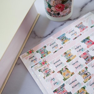 Roses and Stripes Bible Tabs | Printed Bible Tab Stickers | Illustrated Faith | Christian Bible