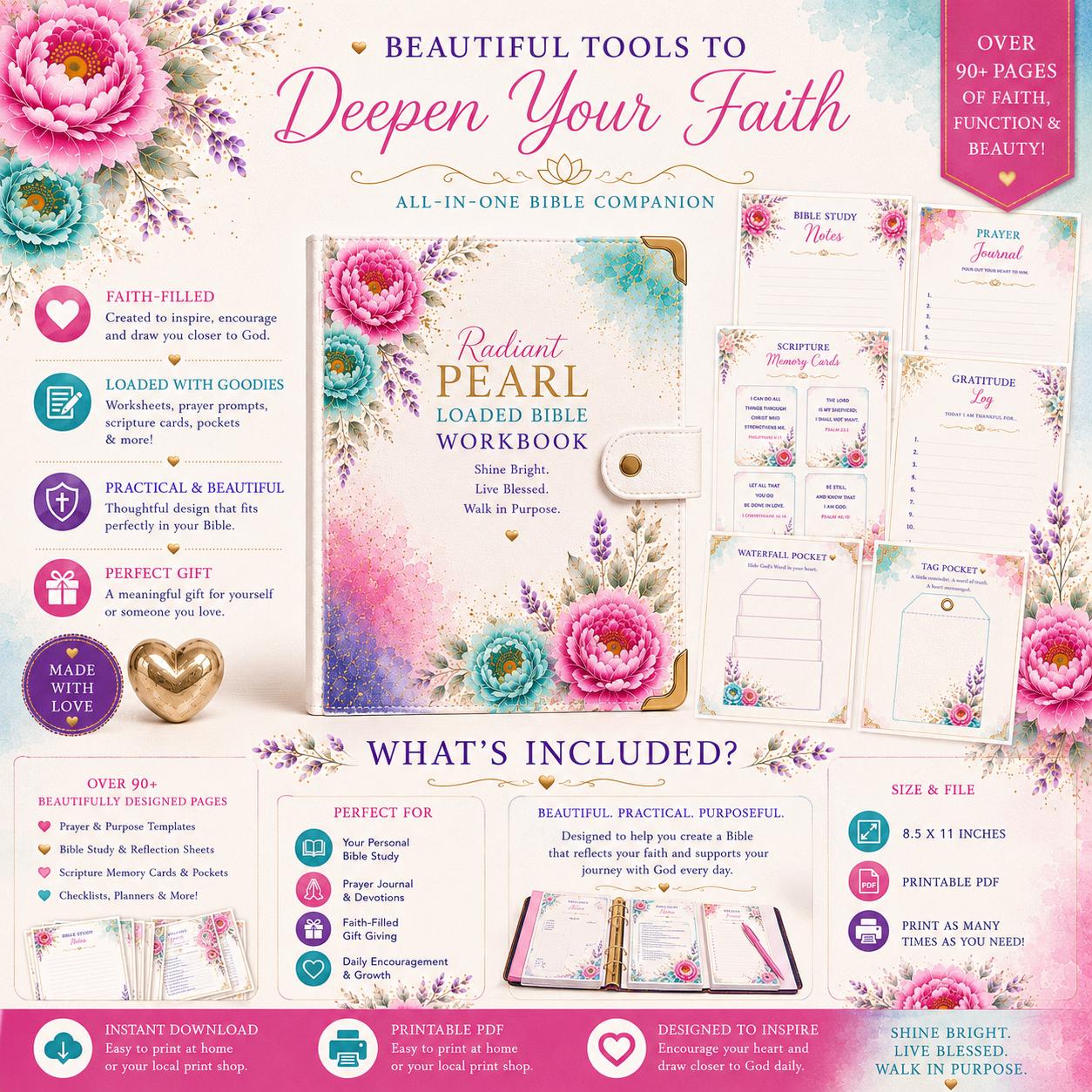 Loaded Bible Complete System 90+ Page Bible Study Workbook PDF Bible Journaling Printables Scripture Writing Planner (Personal)