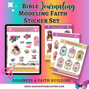 Juego de pegatinas inspiradoras de fe para diarios bíblicos, planificadores y diarios. Pegatinas inspiradoras de fe cristiana para diarios bíblicos, planificadores y diarios. Imprimibles.