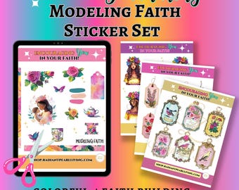 Stickerset voor bijbeljournaling modellering geloof | Inspirerende stickers christelijk geloof voor bijbeldagboeken, planners, dagboeken, afdrukbaar