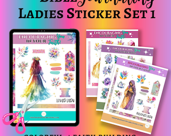 Stickerset voor dames bijbeljournaling | Inspirerende stickers christelijk geloof voor bijbeldagboeken, planners, dagboeken, afdrukbaar