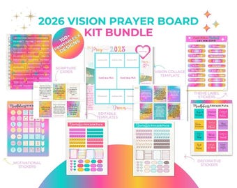 Kit de tablero de oración imprimible, tarjetas de oración, collage cristiano de pared, versículos bíblicos, pasajes bíblicos sobre la oración - Tablero de visión - Temas bíblicos de oración