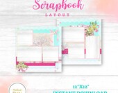 Scrapbook Templates for Ladies, Digital Scrapbook Template, Scrapbook Pages, Scrapbook Layouts, Scrapbook Template, 12x12 Scrapbooking Girls