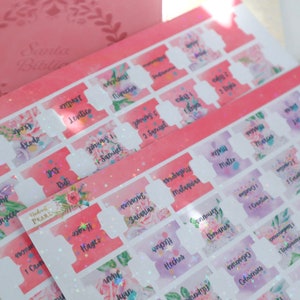 Spanish Bible Tabs with Adhesive Laminated Bible Tabs, Bible Journaling, Bible Stickers | Easter Gift| Books of the Bible| Illustrated Faith