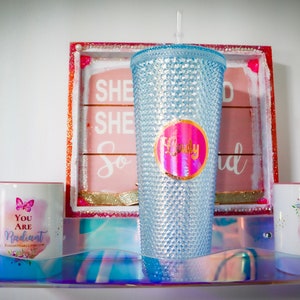 Teal Studded Tumbler | 24oz Custom Name Travel Cup with Straw | Personalized Gifts for Her Best Friend Valentines Gift | Galentine