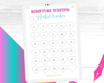 Scripture Writing Habit Tracker, Faith Journal, Printable Sheet, A5 Planner Size, Bible Verses, Disc, War Binder