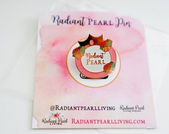 Radiant Pearl Pin | Gift Enamel Pin | Holiday Pin | Glitter Pin | Birthday Pin | Floral Enamel Pin | Crown Pin | Royal