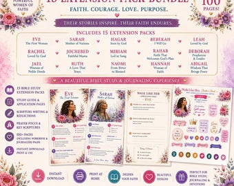 Women of the Bible Study Bundle Printable | 15 Women of the Bible Extension Packs | Bible Journaling Kit | Scripture Writing Challenge