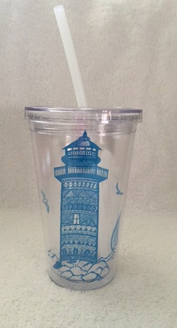 Lighthouse 16 oz Tumbler Beach Gifts Commuter Cups Nautical Etsy