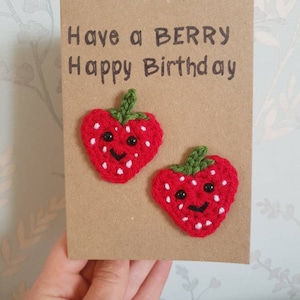 Carte d'anniversaire au crochet faite main, joyeux anniversaire de baies