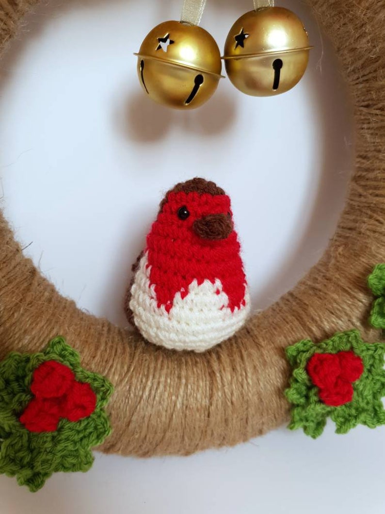 Couronne de Noël au crochet robin houx et couronne de porte - Etsy France Couronne de Noël au crochet robin houx et couronne de porte - Etsy France