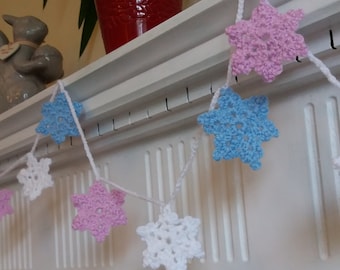 Crochet snowflake garland, christmas bunting