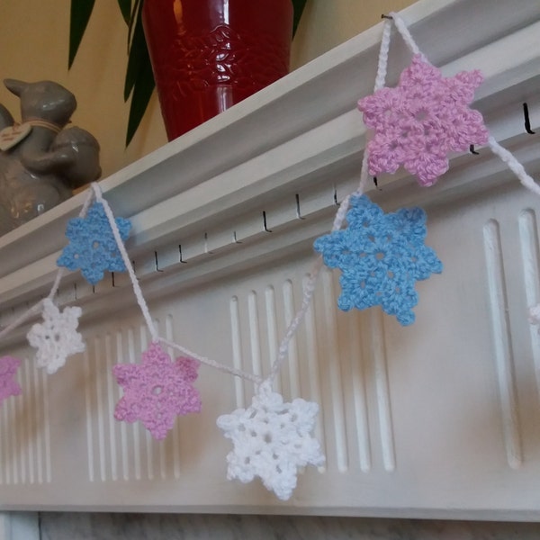 Crochet snowflake garland, christmas bunting