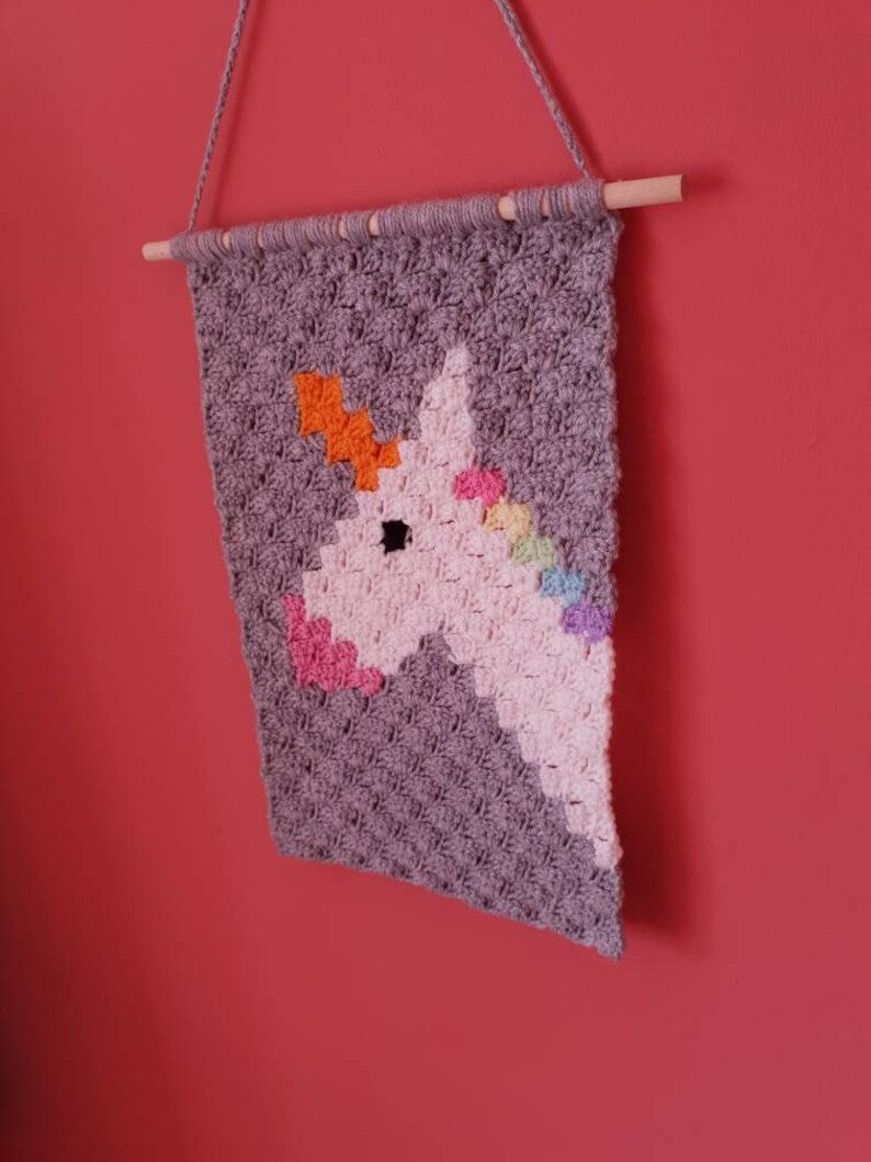 Crochet unicorn wall hanging c2c design Etsy