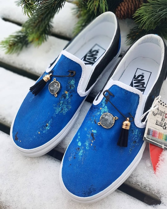 Custom Glitz Vans Slip on Sneakers