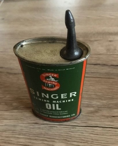 Vintage 1970's Singer Sewing Machine Oil Can, 4 Oz Size About 3/4 Full,  Original Cap. 