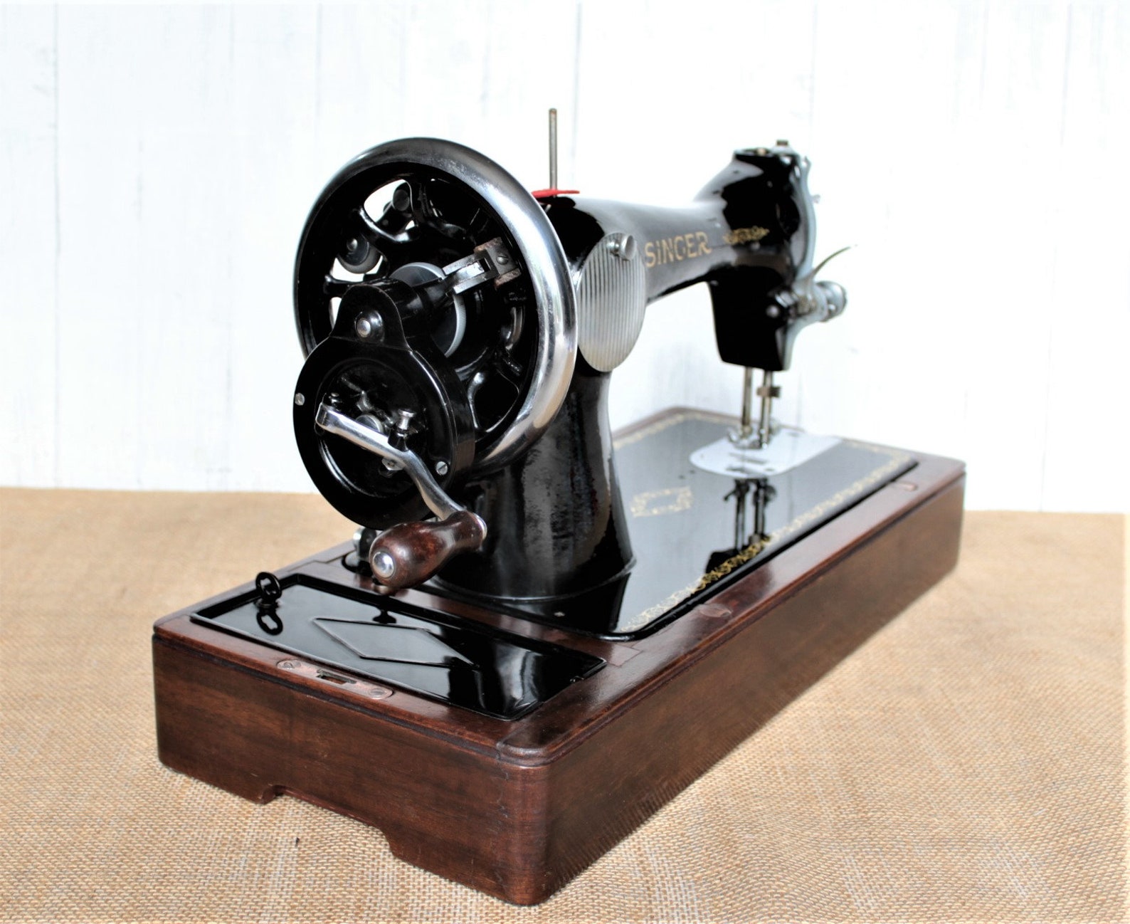 Singer 15k88 hand crank sewing machine with reverse stitch and Etsy