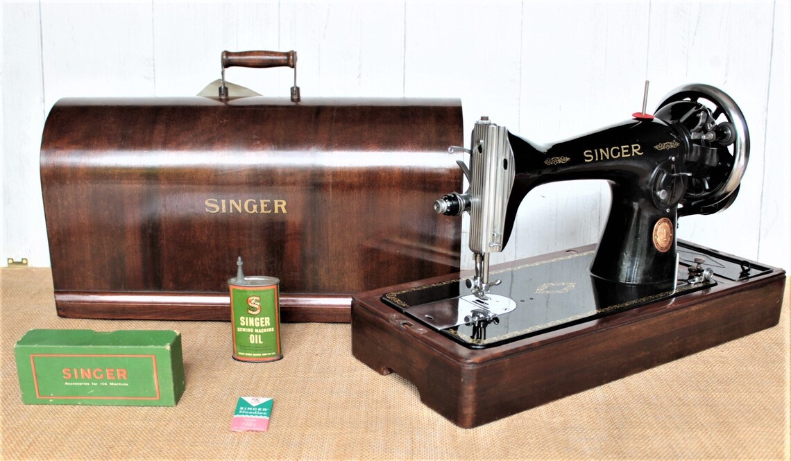 Singer 15k88 hand crank sewing machine with reverse stitch and Etsy